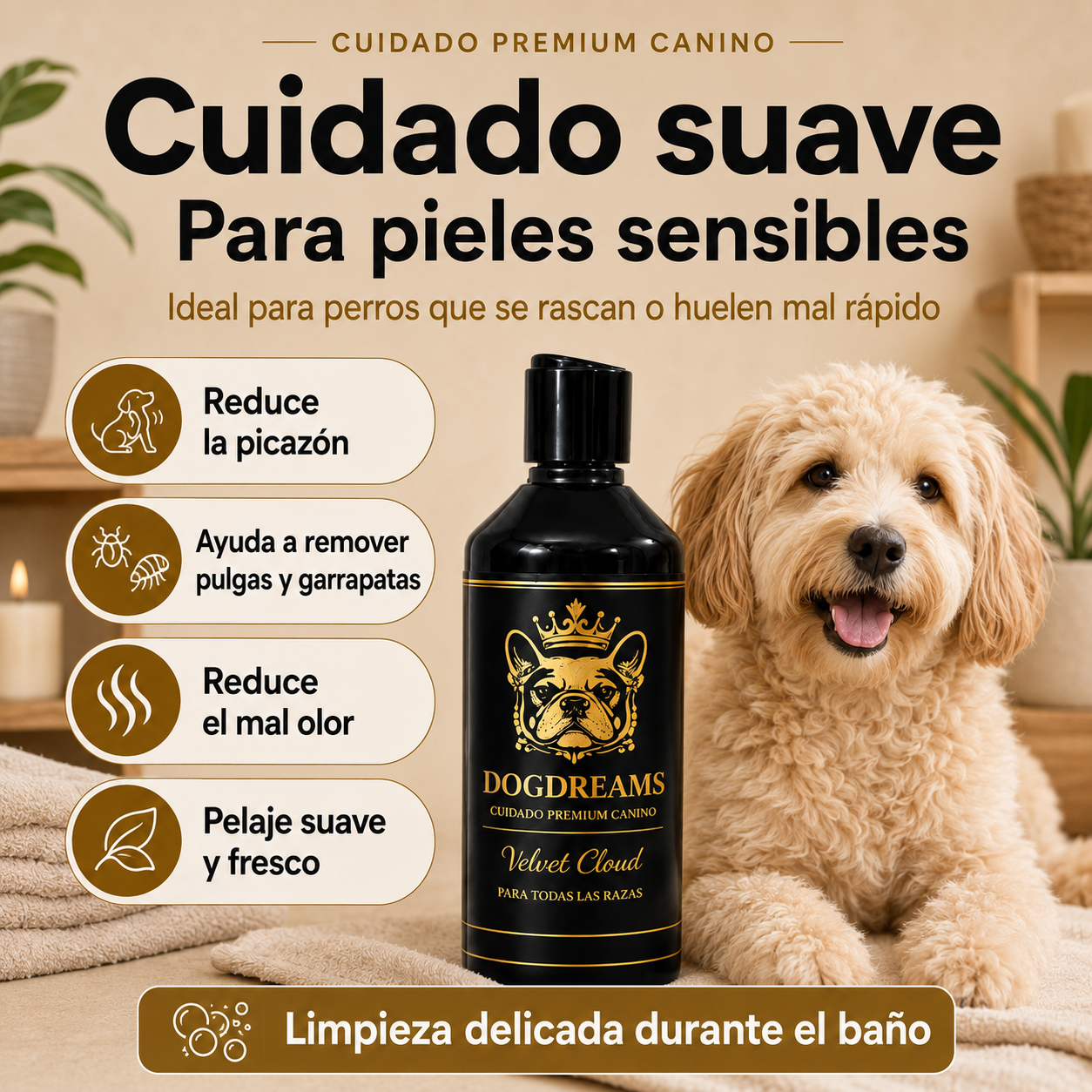 Shampoo DOGDREAMS – Reduce la Picazón y Combate Pulgas y Garrapatas