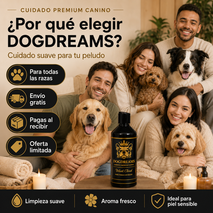 Shampoo DOGDREAMS – Reduce la Picazón y Combate Pulgas y Garrapatas