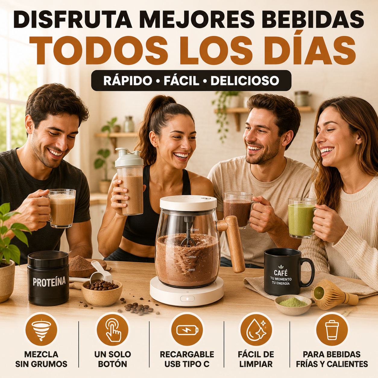 BlendGo Electric® – Mezcla Café, Proteínas y Más en Segundos