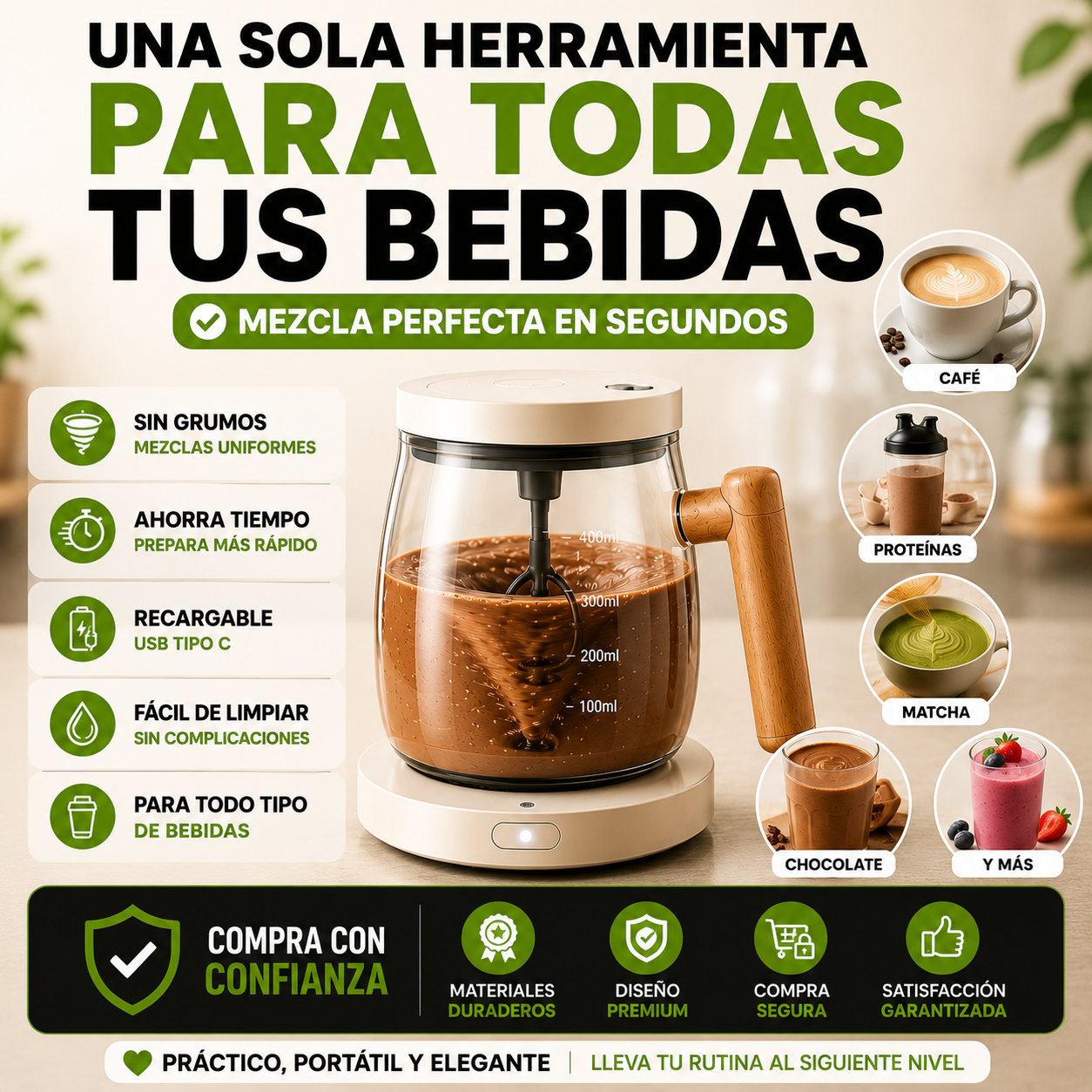 BlendGo Electric® – Mezcla Café, Proteínas y Más en Segundos