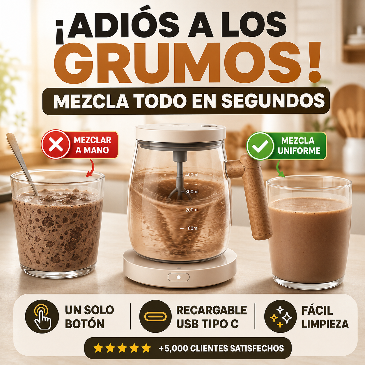 BlendGo Electric® – Mezcla Café, Proteínas y Más en Segundos