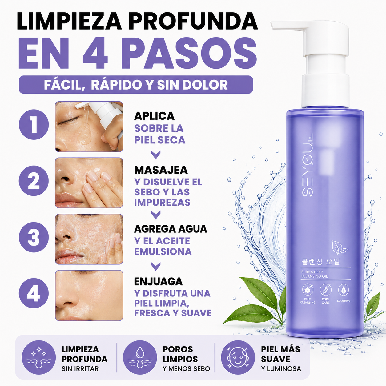 Aceite Limpiador SEYOUL - Elimina Puntos Negros y Sebo Sin Dolor
