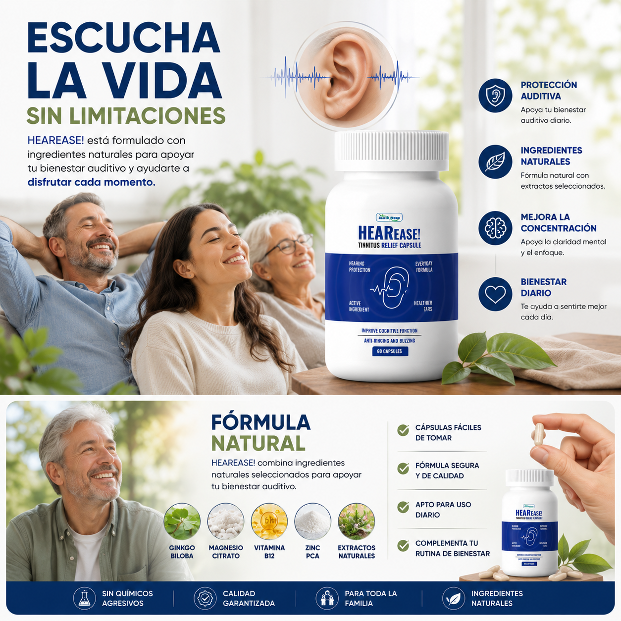 HearEase™ – Bienestar Auditivo Natural en Cápsulas