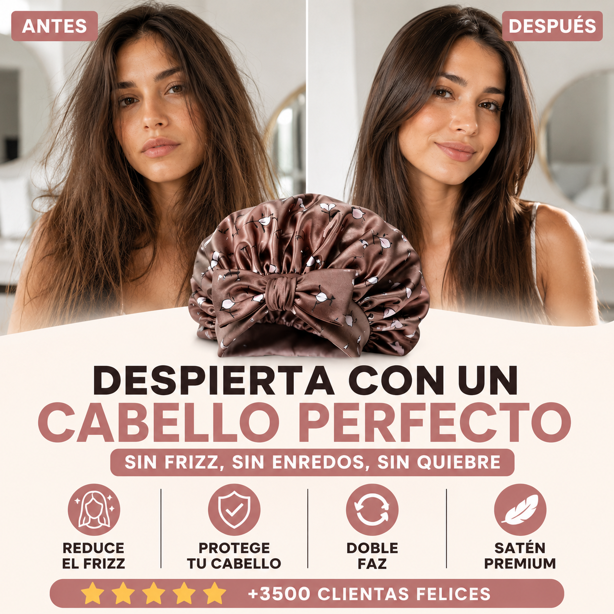 Gorro de Satén para Dormir – Reduce el Frizz y Protege tu Cabello