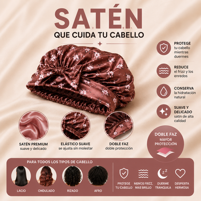 Gorro de Satén para Dormir – Reduce el Frizz y Protege tu Cabello
